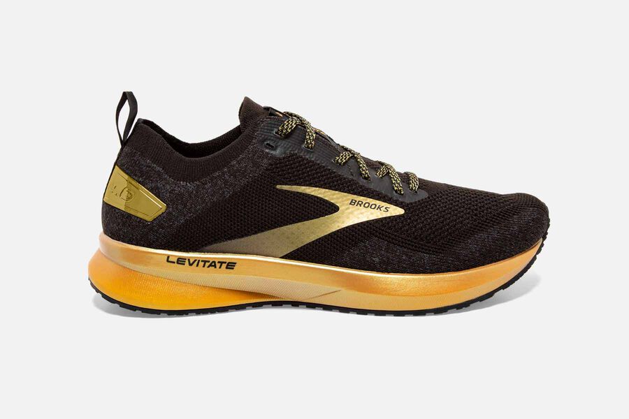 Brooks Running Shoes - Levitate 4 Road Womens - Black/Gold - TOF-425081